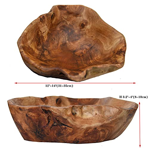 JFFLYIT Creative Wood Bowl Root Carved Bowl Handmade Natural Real Wood Candy Serving Bowl (12"-14") - Image 4