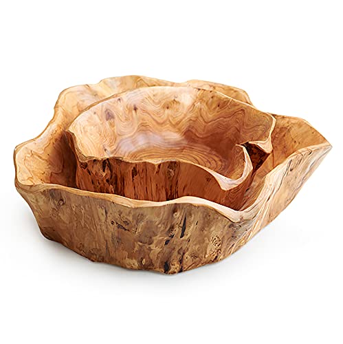 JFFLYIT Creative Wood Bowl Root Carved Bowl Handmade Natural Real Wood Candy Serving Bowl (12"-14") - Image 5