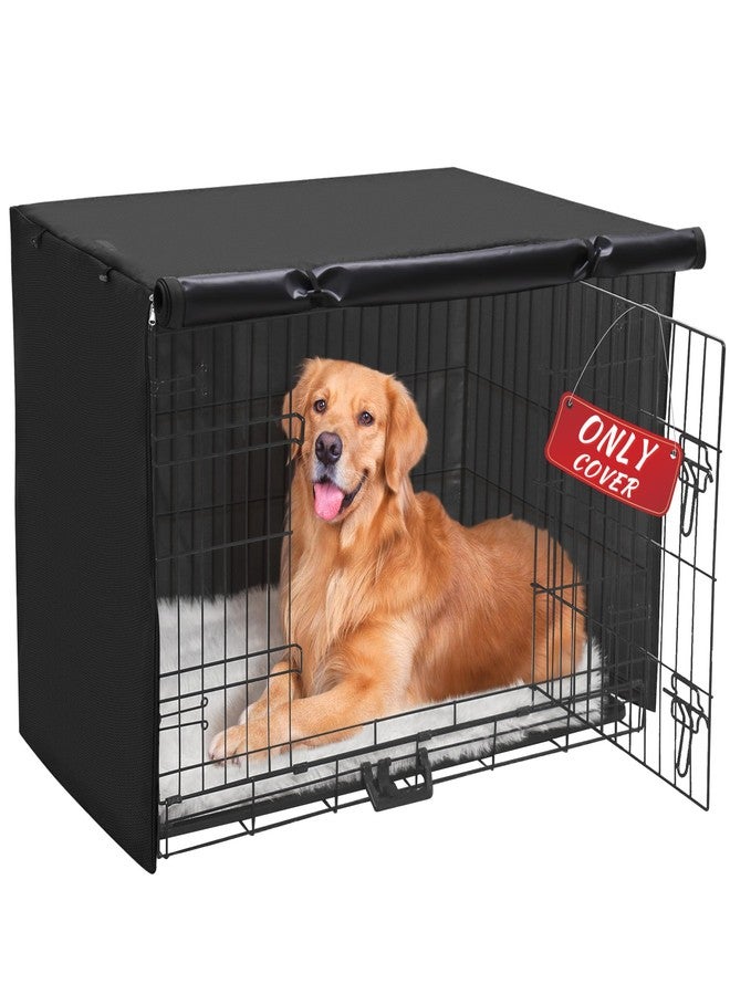 Akinerri Dog Crate Cover - Double Door Waterproof Pet Kennel Cover, Durable 600D Polyester Protective Cage Cover for 24/30/36/42/48 Inch Dog Crate - Black - Image 1