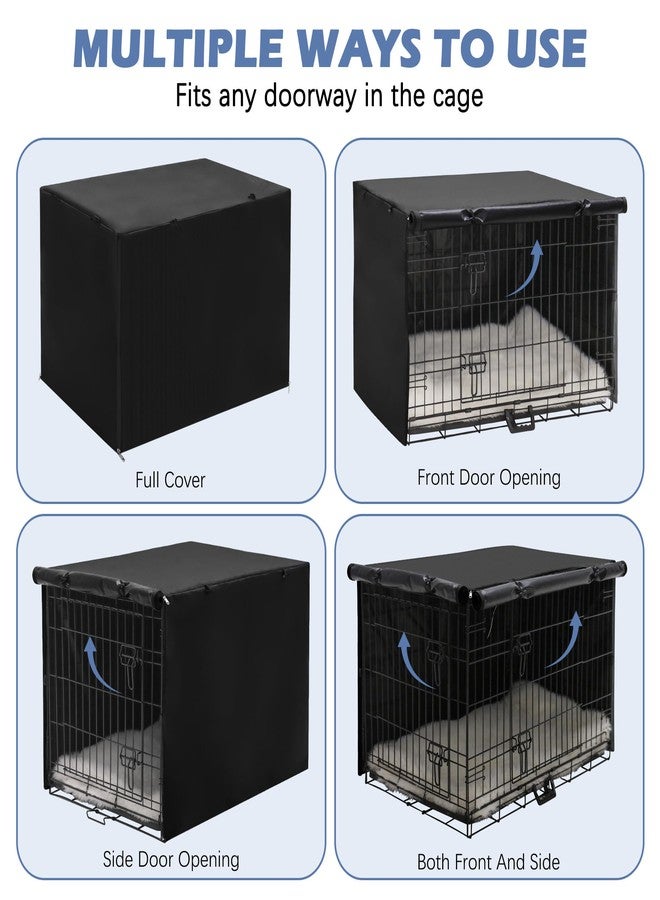 Akinerri Dog Crate Cover - Double Door Waterproof Pet Kennel Cover, Durable 600D Polyester Protective Cage Cover for 24/30/36/42/48 Inch Dog Crate - Black - Image 4