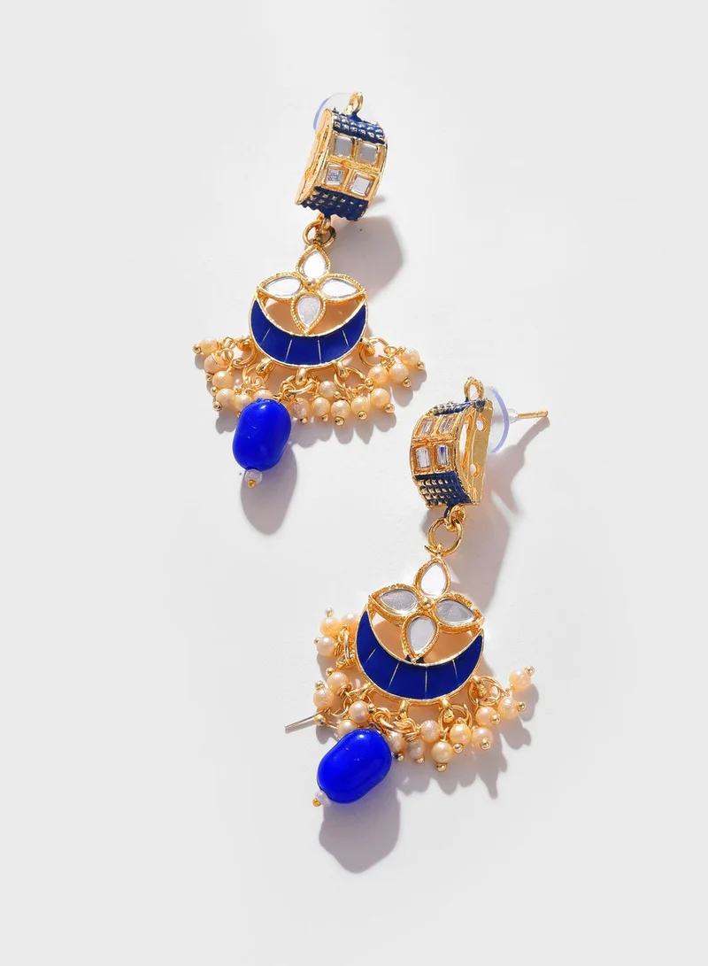 SOHI Gold Plated Designer Stone Beaded Necklace and Earrings Set