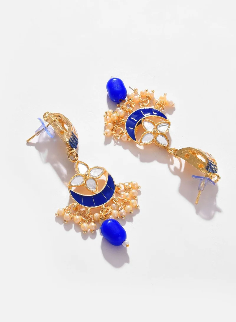 SOHI Gold Plated Designer Stone Beaded Necklace and Earrings Set