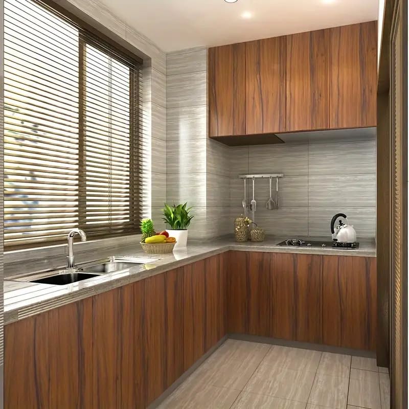 HOMSUN Wood Grain Contact Solid Paper Self Adhesive Wallpaper Peel and Stick Vinyl Wall Paper Room Decor Wall Sticker (Vintage Black Brown, 12" x 48" Inch) - Image 2