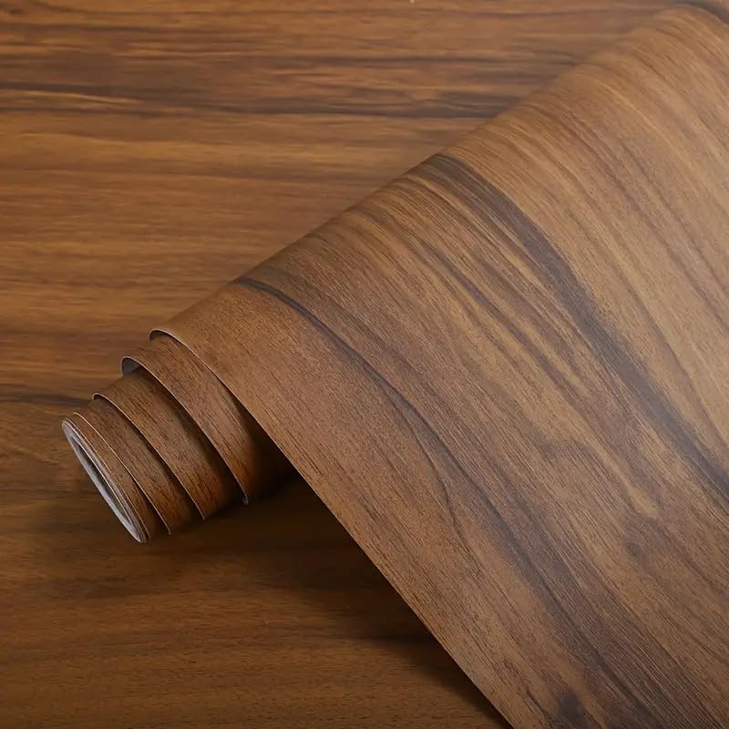 HOMSUN Wood Grain Contact Solid Paper Self Adhesive Wallpaper Peel and Stick Vinyl Wall Paper Room Decor Wall Sticker (Vintage Black Brown, 12" x 48" Inch) - Image 1