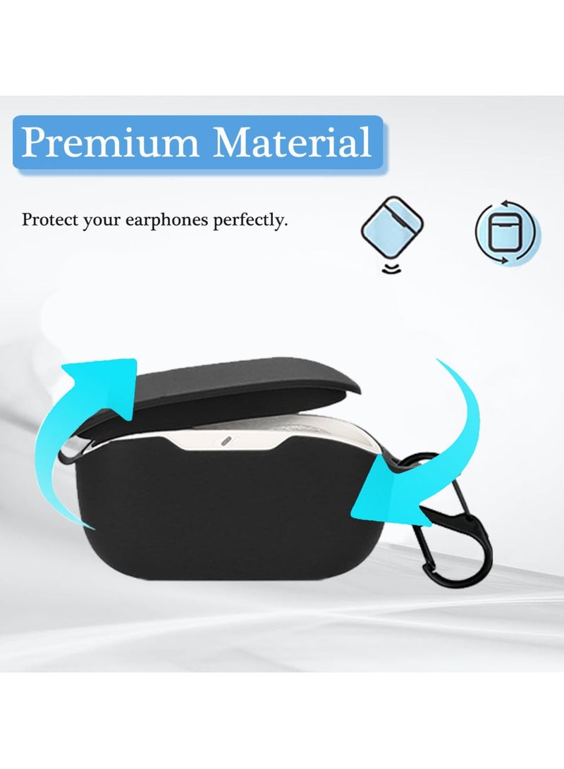 general Silicone Case for JBL Wave Buds 2 Wireless Earbuds Protective Cover with Carabiner (Black) - Image 3