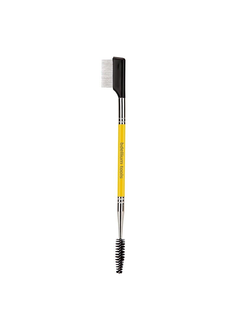 Bdellium Tools Bdellium Tools Professional Makeup Brush - Studio Series 725 Double End Metal Comb/Lash - With Soft Synthetic Fibers, For Prep Eyelashes (Yellow, 1pc) 