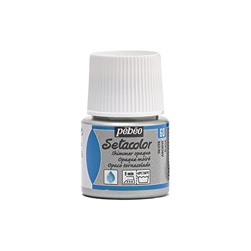PEBEO 295-060 Setacolor Opaque Fabric Paint 45-Milliliter Bottle, Shimmer Silver - Image 1