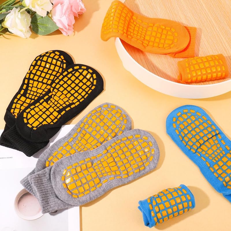 WKLOUYHE Unisex Lace Ankle Length 4 Pairs Non-Slip Grip Socks Abs Sport Socks For Yoga Pilates Barre Trampoline Fitness Martial Hospital Home Walking_Free Size, Assorted - Image 2