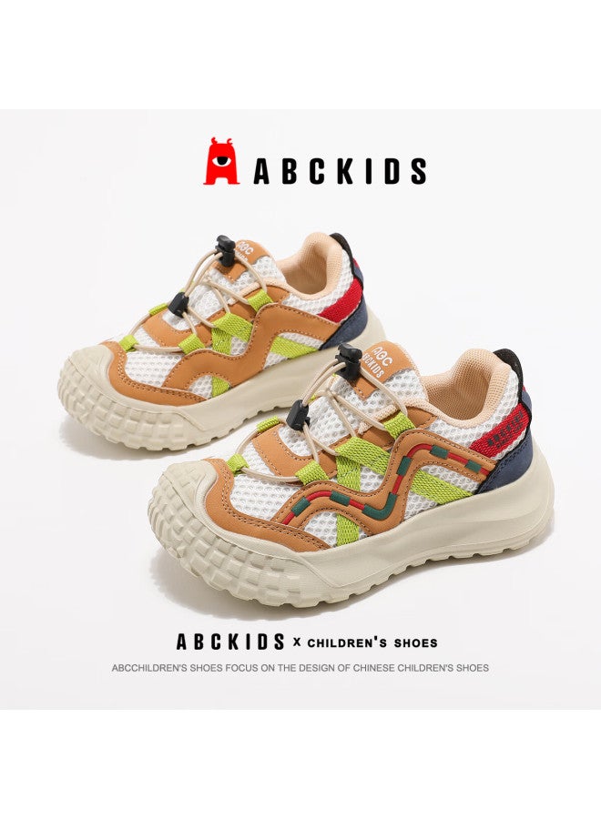 Abc Kids Children's Sports Shoes Autumn Winter Boys Girls Outdoor Mesh Running Shoes 3528 White/yellow Size 33 - Image 1
