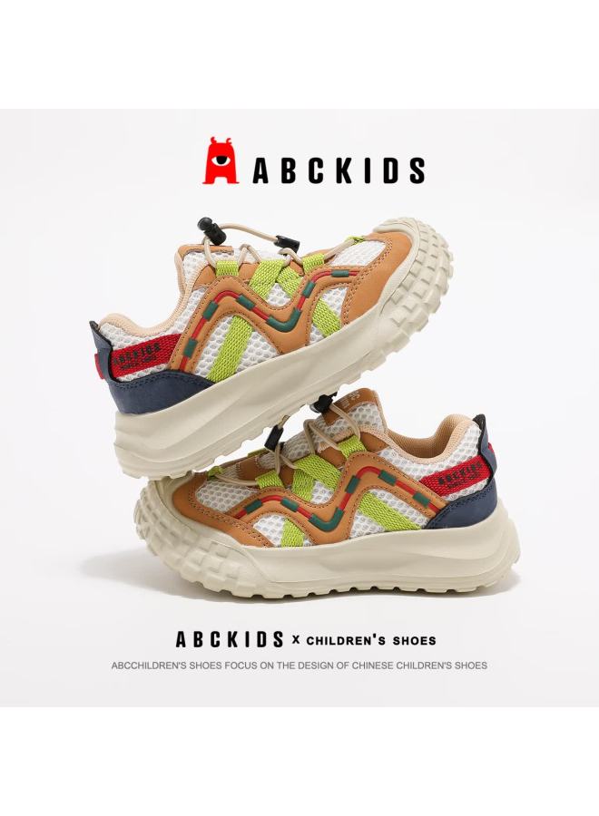 Abc Kids Children's Sports Shoes Autumn Winter Boys Girls Outdoor Mesh Running Shoes 3528 White/yellow Size 33 - Image 2