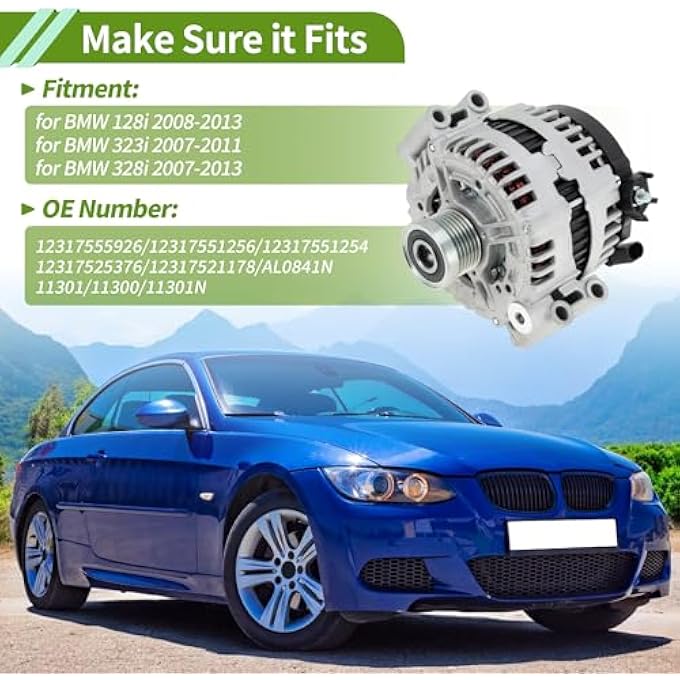 HOPESPANNER Automotive Car Alternator for BMW 328i 2009 High Output 180A 12V 1 Pc No.12317555926 - Image 2