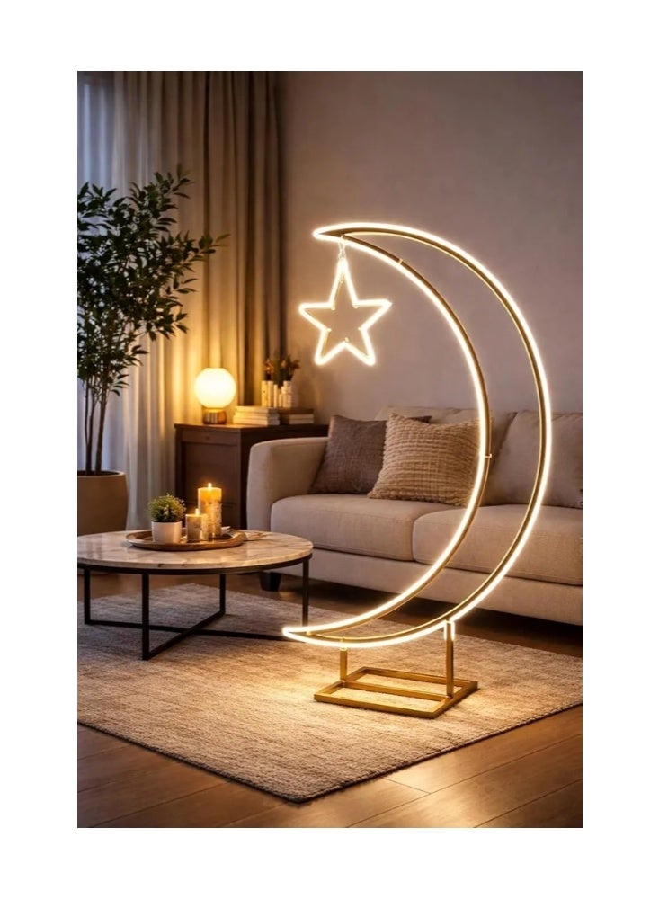 Moon & Star LED Floor Lamp – Warm White Light, Ramadan & Eid Islamic Home Décor - Image 5