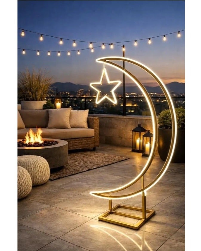 Moon & Star LED Floor Lamp – Warm White Light, Ramadan & Eid Islamic Home Décor - Image 3