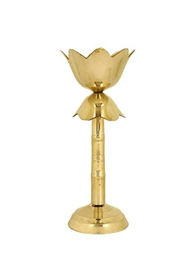 SATVIK STORE SATVIK قطعة واحدة من زهرة النحاس Akhand Diya Kamal على شكل حامل معدني Diya احتفالي هندي تقليدي Diwali Puja Pooja Mandir Home Temple Oil Lamp Dia مع Red Jyot Wicks عناصر هدايا الإرجاع الهندية لمنزل جديد - Image 4