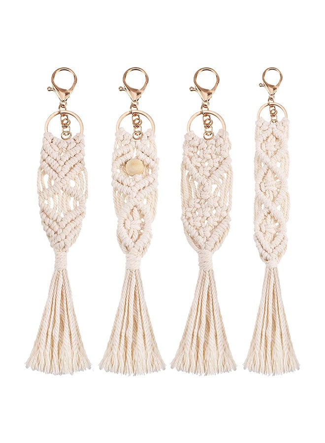Antikiano Macrame Keychains Boho Macrame Bag Charms with Tassels Car Hanging 4 pieces  - Image 1