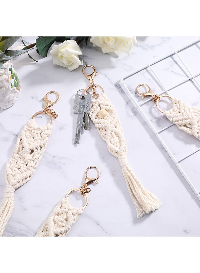 Antikiano Macrame Keychains Boho Macrame Bag Charms with Tassels Car Hanging 4 pieces  - Image 3