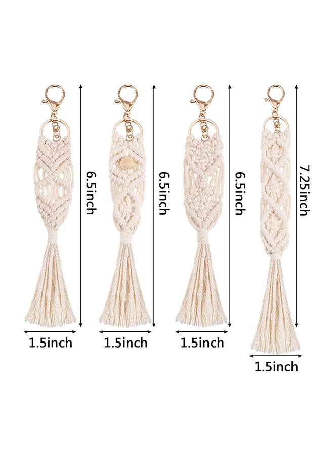 Antikiano Macrame Keychains Boho Macrame Bag Charms with Tassels Car Hanging 4 pieces  - Image 2
