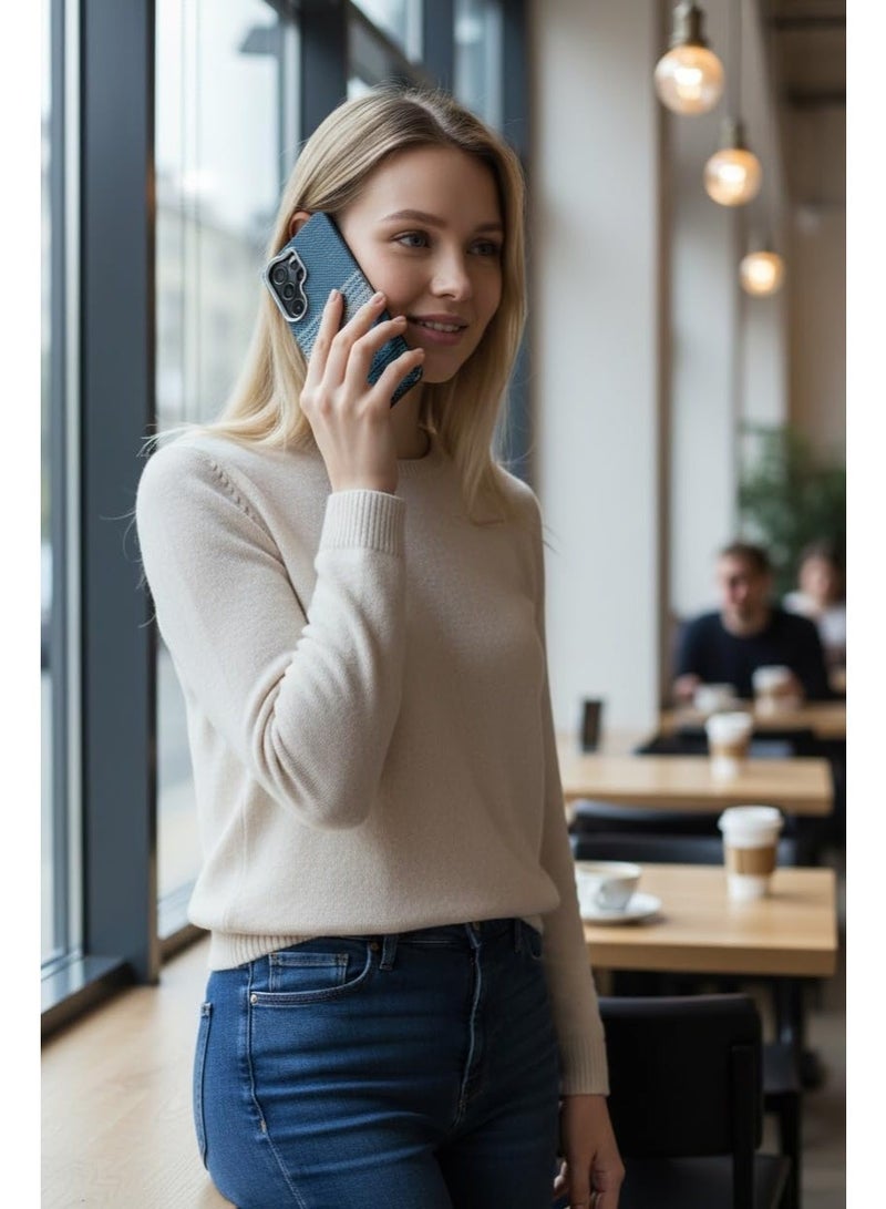 حافظة حماية فاخرة S26 Ultra من ألياف الكربون – تصميم فائق النحافة لامتصاص الصدمات، مقاومة للخدوش ومضادة للانزلاق بجودة عالية مع حافة حماية للكاميرا (كربون أزرق داكن) - Image 2