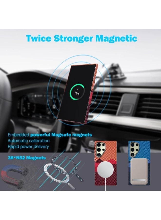 حافظة حماية فاخرة S26 Ultra من ألياف الكربون – تصميم فائق النحافة لامتصاص الصدمات، مقاومة للخدوش ومضادة للانزلاق بجودة عالية مع حافة حماية للكاميرا (كربون أزرق داكن) - Image 4