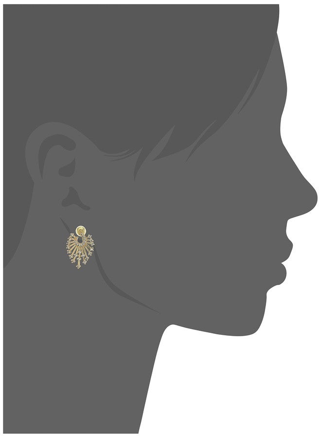 Zaveri Pearls أقراط زافيري بيرلز المرصعة للنساء (ذهبية) (ZPFK9778) - Image 5