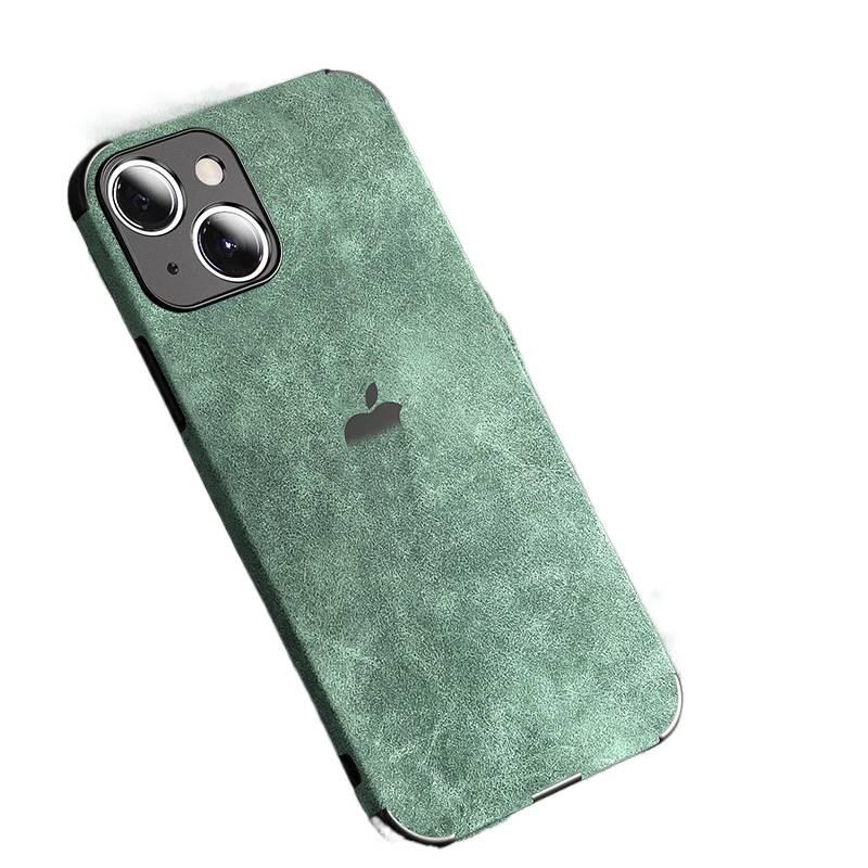 غطاء واقي، أخضر، مقاوم للصدمات لـ iPhone 14 / 14 Plus / 14 Pro / 14 Pro Max، ملمس جلد باللون الأخضر للاستخدام المنزلي للسفر للمكتب المنزلي - Image 1