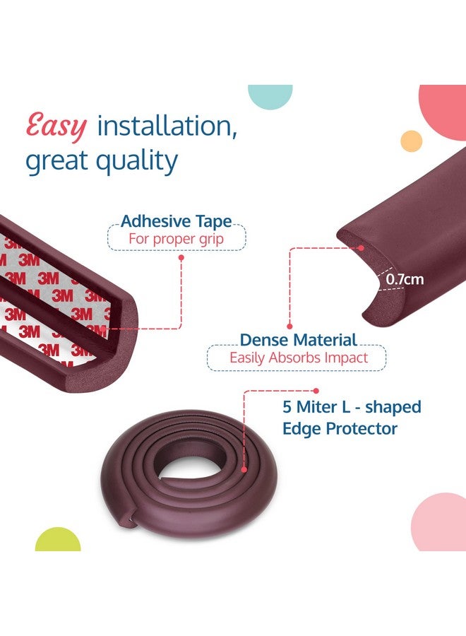 LuvLap Baby proofing extra thick 5 Metre Baby Safety Strip, 8 edge guard and 5 protectors, Cushioned Tape as Infant Bump Protector, Furniture Corner, Bed, Table Corners, with 3M adhesive tape, Brown - Image 4