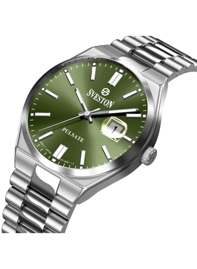 سيفيستون تُعد ساعة Sveston Pulsate الخيار الأمثل للرجل العصري، فهي تتميز بمينا من الفولاذ المقاوم للصدأ بقطر 35 مم وتأتي في علبة ساعة فاخرة. - Image 1