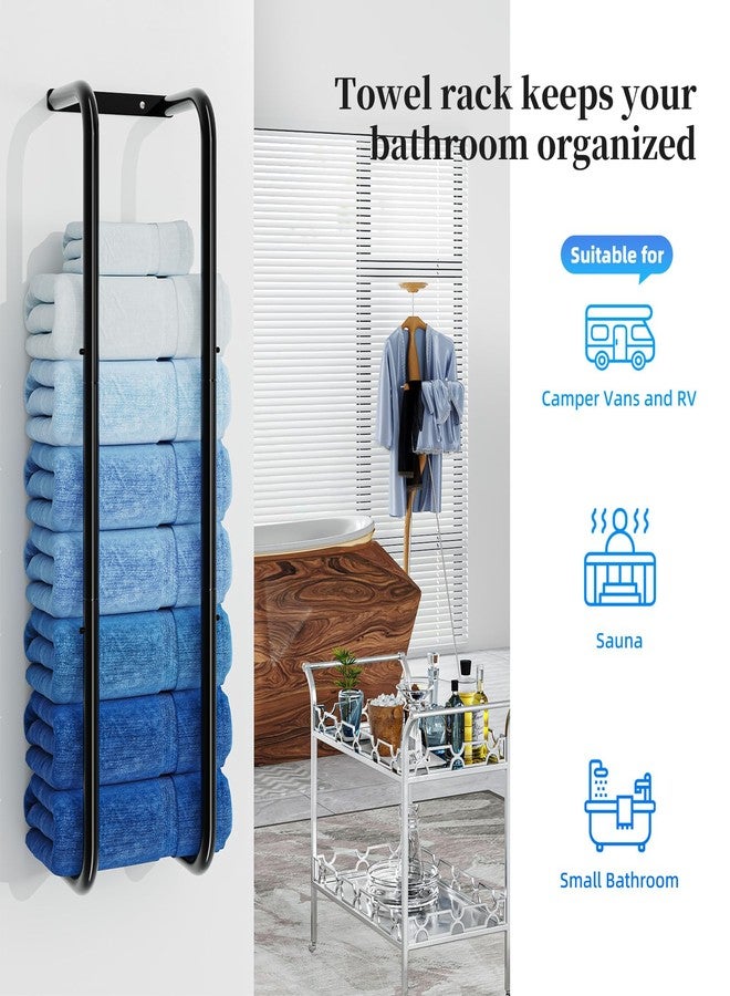 Simple Trending Towel Rack Wall Mounted, Towel Holder for 9 Large Towels, Bathroom Organizer, Black - Image 4