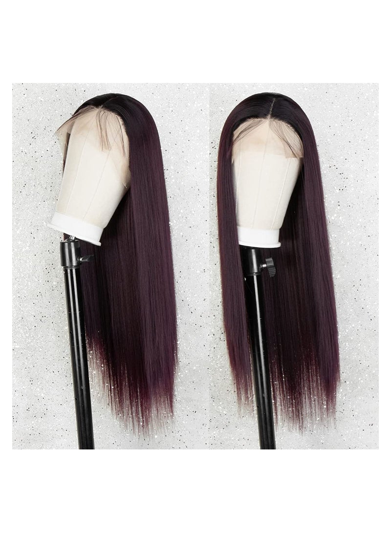 إستيل شعر مستعار دانتيل أومبير عنابي أمامي 22 بوصة لون رقم 99J - Image 2