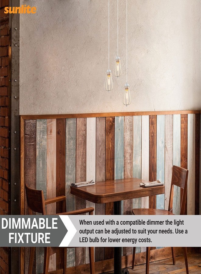 Sunlite 07014 Vintage Cage Pendant Light, Metal Industrial Style Fixture, Modern Farmhouse Décor, Medium Base Socket (E26), 71-Inch Woven Cord, White - Image 3