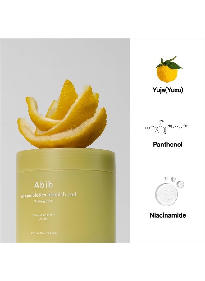 abib Yuja Probiotics Blemish Pad Vitalizing Touch 60 Pads I Toner for Face, Facial Brightening Toner Pad, Mild Exfoliating Soothing  - Image 3