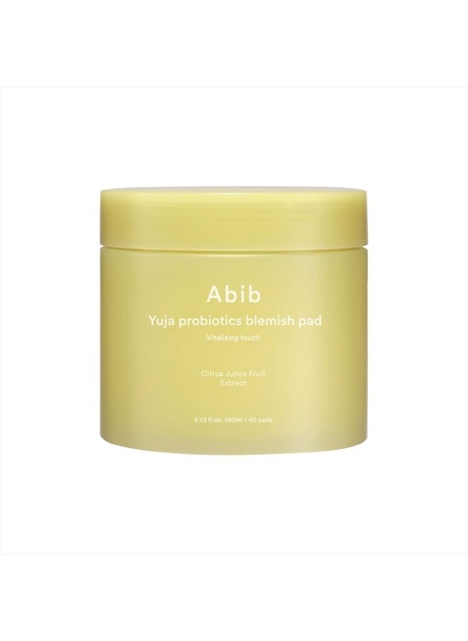 abib Yuja Probiotics Blemish Pad Vitalizing Touch 60 Pads I Toner for Face, Facial Brightening Toner Pad, Mild Exfoliating Soothing  - Image 1