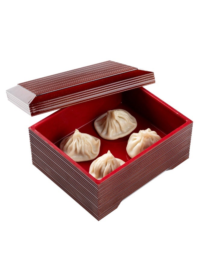 Restaurantware صندوق بنتو تيك سعة 27 أونصة صغير، 1 صندوق بنتو أصلي مقاوم للدهون - للطعام الساخن والبارد، داخلية مطلية، صندوق غداء ياباني بلاستيكي بني، قابل لإعادة الاستخدام، لوجبة الأوناغي أو الأوبنتو - Image 2