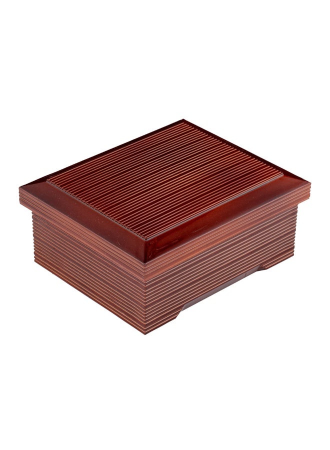 Restaurantware صندوق بنتو تيك سعة 27 أونصة صغير، 1 صندوق بنتو أصلي مقاوم للدهون - للطعام الساخن والبارد، داخلية مطلية، صندوق غداء ياباني بلاستيكي بني، قابل لإعادة الاستخدام، لوجبة الأوناغي أو الأوبنتو - Image 1