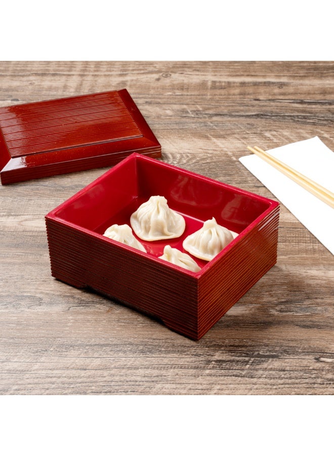 Restaurantware صندوق بنتو تيك سعة 27 أونصة صغير، 1 صندوق بنتو أصلي مقاوم للدهون - للطعام الساخن والبارد، داخلية مطلية، صندوق غداء ياباني بلاستيكي بني، قابل لإعادة الاستخدام، لوجبة الأوناغي أو الأوبنتو - Image 3