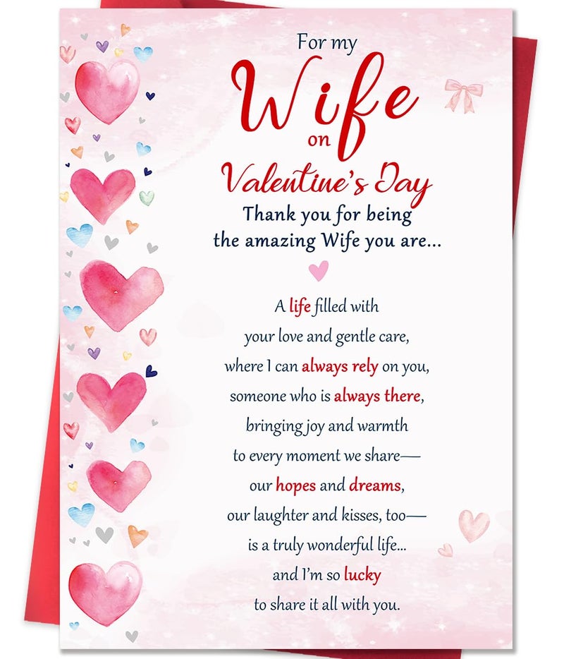 Beixian Valentines Day Cards Gifts for Wife from Husband, Unique Wife Valentines Day Gifts for Her -8x5.3 Inches, Double-Sided - Image 1