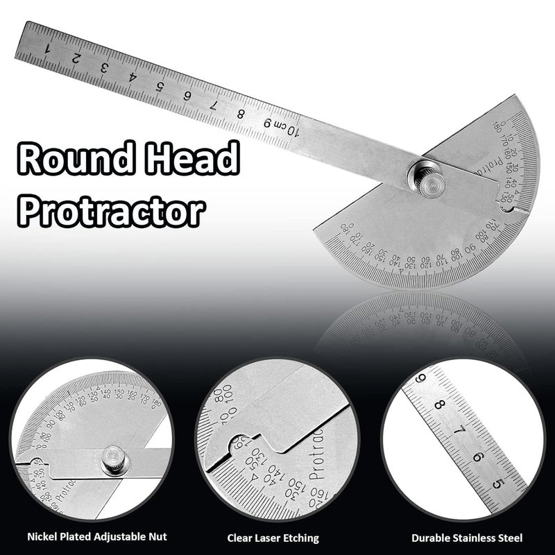Luckam Stainless Steel Protractor, 180 Degrees Two Arm Ruler Adjustable Angle Protractor Woodworking Ruler Craftsman Angle Measure Tool - Image 5