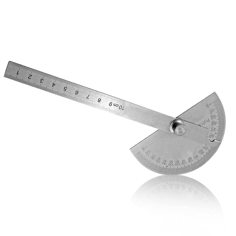 Luckam Stainless Steel Protractor, 180 Degrees Two Arm Ruler Adjustable Angle Protractor Woodworking Ruler Craftsman Angle Measure Tool - Image 1