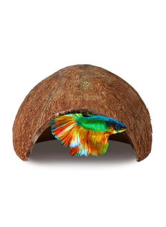 SunGrow Betta Fish Cave, Habitat Made From Coconut Shell, SoftTextured Smooth Edged Spacious Hideout, For Resting And Breeding, 1 Pc  - Image 1