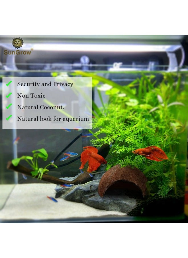 SunGrow - Betta Fish Cave, Habitat Made From Coconut Shell, SoftTextured Smooth Edged Spacious Hideout, For Resting And Breeding, 1 Pc - Image 1