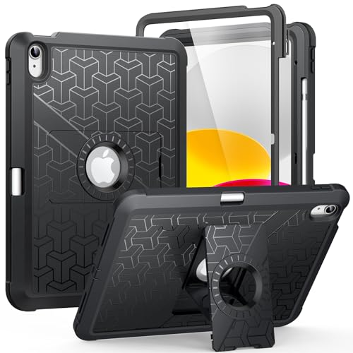 MoKo for iPad (A16) 11th/10th Generation Case 2025/2022, Heavy Duty Shockproof Dual Layer Full Body Protective Cover, Built-in Screen Protector and Kickstand for iPad 11/10.9 Inch,Black - Image 1