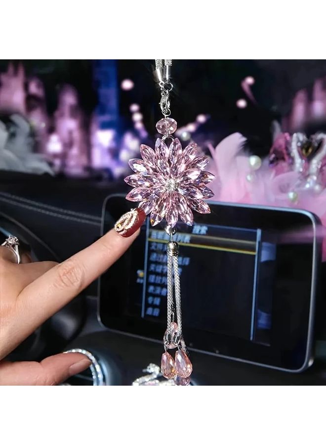 Blue Crystal Snowflake Pendant Tassel Car Rearview Mirror Ornament Gift - Image 5