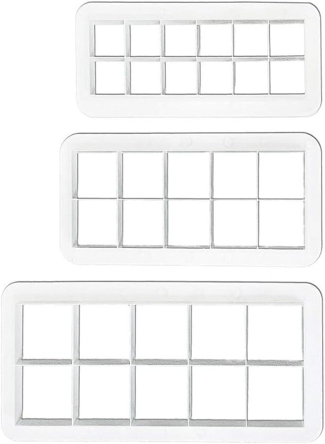 Cauaoa 3 Pcs White Square Cookie Cutter Set, Square Cookie Cutter - Geometric Multicutter-Cake Fondant Cutter, Biscuit Cutters, Creative Cake Decorating Accessories - Image 1