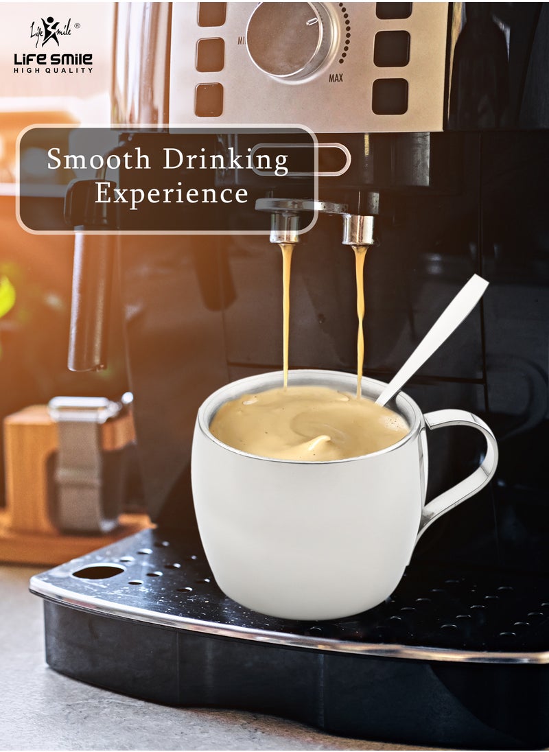 Life Smile Stainless Steel Coffee Cup with Spoon and Saucer Set  - Image 3
