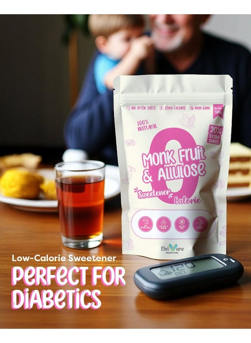 Monka Monk Fruit & Allulose Sweetener – Zero Calorie Sugar Substitute | Keto & Diabetic Friendly Natural Sweetener | Low Glycemic Sugar Alternative for Coffee, Tea, Baking & Desserts - Image 2