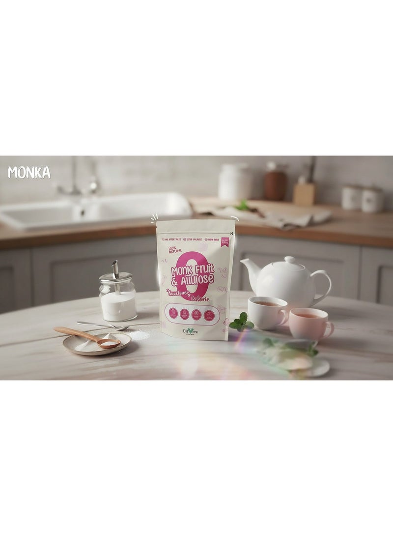 Monka Monk Fruit & Allulose Sweetener – Zero Calorie Sugar Substitute | Keto & Diabetic Friendly Natural Sweetener | Low Glycemic Sugar Alternative for Coffee, Tea, Baking & Desserts - Image 3