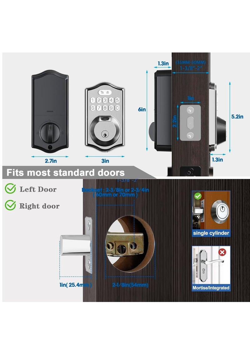 Excefore - Keyless Entry Door Lock-Deadbolt Smart Door Locks for Front Door-Fingerprint Combination Door Lock -Front Door Lock -Electronic Keypad Code,Auto Lock (Satin Nickel) - Image 1