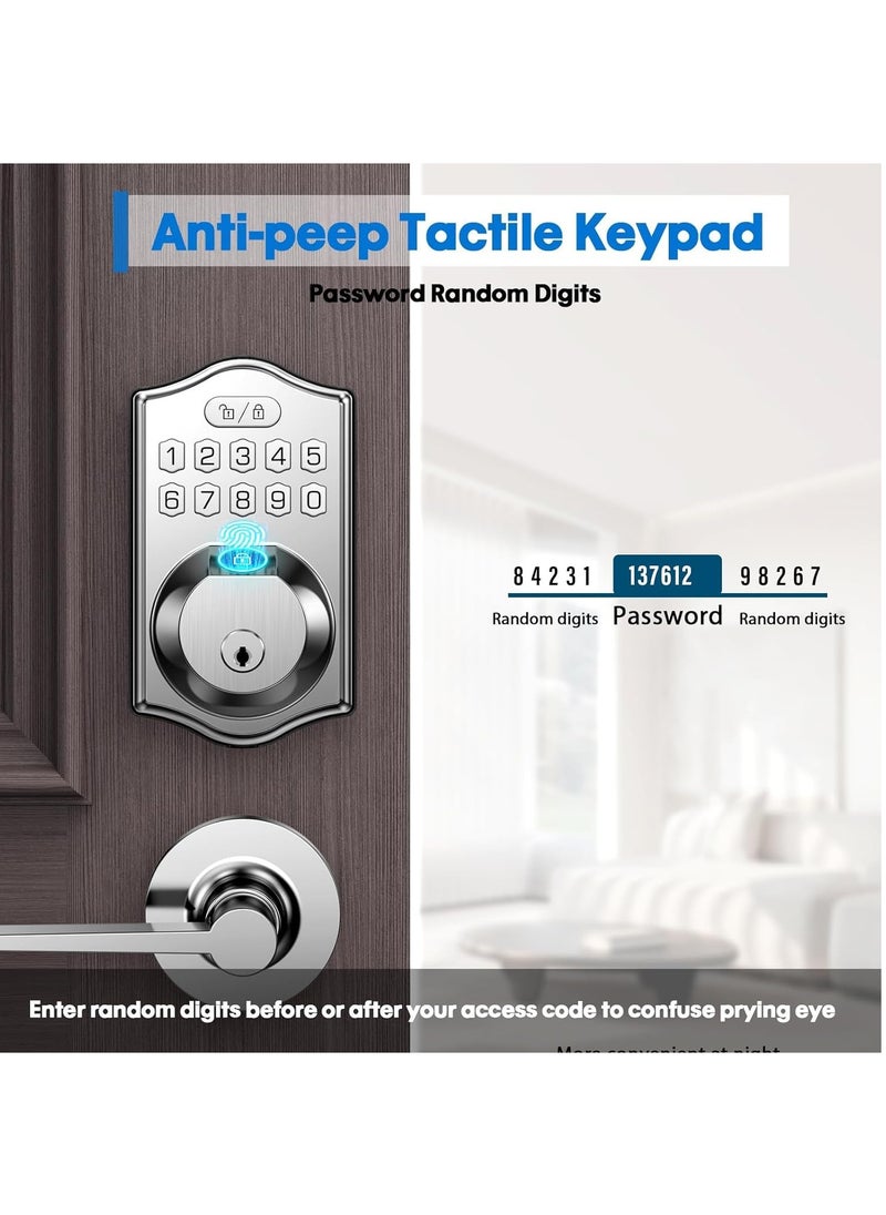 Excefore Keyless Entry Door Lock-Deadbolt Smart Door Locks for Front Door-Fingerprint Combination Door Lock -Front Door Lock -Electronic Keypad Code,Auto Lock (Satin Nickel)  - Image 4