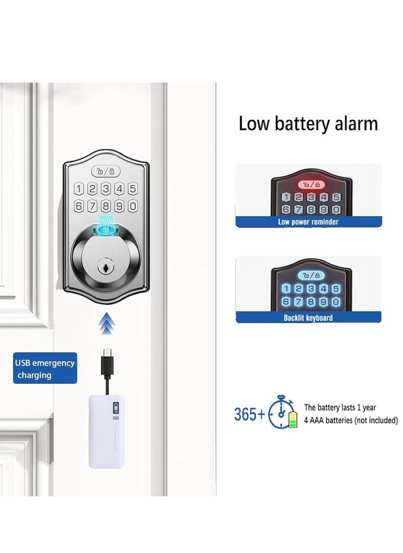 Excefore - Keyless Entry Door Lock-Deadbolt Smart Door Locks for Front Door-Fingerprint Combination Door Lock -Front Door Lock -Electronic Keypad Code,Auto Lock (Satin Nickel) - Image 1