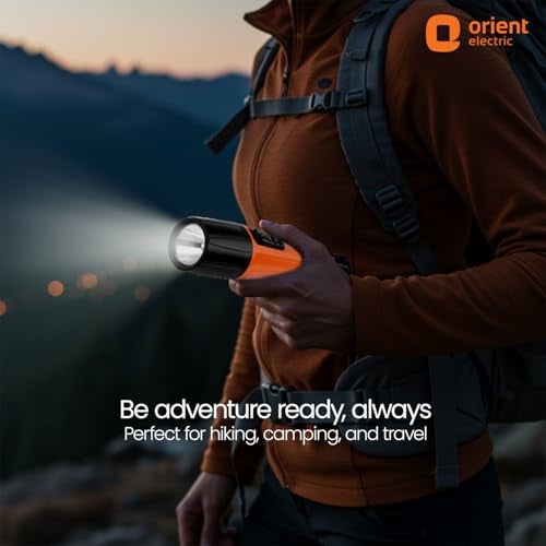 Orient Electric Bolt LED Torch Light | Orange & Black, Pack of 3 - Image 3